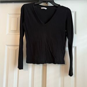 Black V-Neck Women's Top